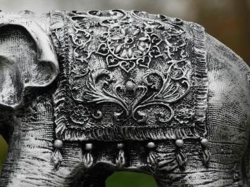 Elephant India - silver grey with black - polystone