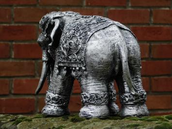 Elephant India - silver grey with black - polystone