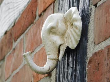 Wall hook Elephant - Cast iron - Old White