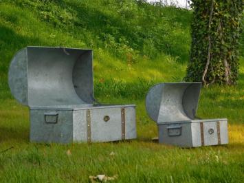 Set of 2 Vintage Storage Chests - Metal - Grey