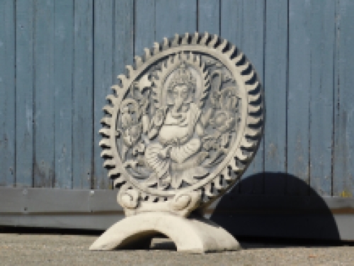 Ornament Ganesha - massiver Stein - grau mit schwarz