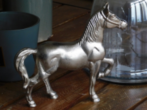 Horse made of aluminum, nickel plated, animal figure