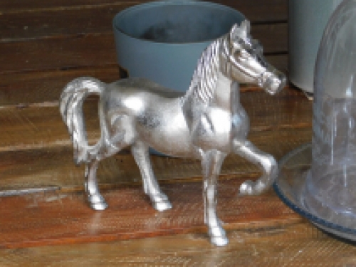 Horse made of aluminum, nickel plated, animal figure