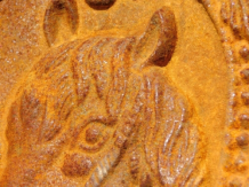 Wall ornament horse - cast iron - rust colour