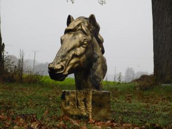 Groot paardenhoofd - goud met zwart - polystone