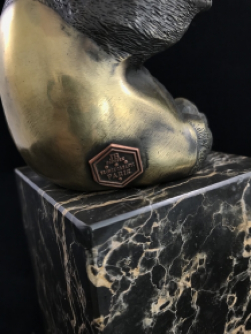 A bronze statue/sculpture of a sitting panda, on a beautiful large base!