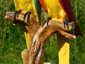 Statue Parrots on Stump - Polystone - Full in Colour