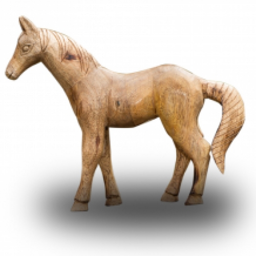 Figuur paard, houtfiguur - dierenfiguren, decoratie - 32 cm x 26 cm