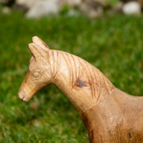 Figuur paard, houtfiguur - dierenfiguren, decoratie - 32 cm x 26 cm