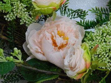 Peony Wreath - Pink and Green - 42 cm