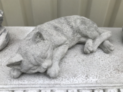 Sleeping cat - lifelike animal figure, made of stone