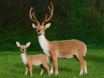 Set of 2 Deer - Small and Large - Polystone - Full in Colour