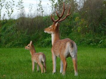 Set of 2 Deer - Small and Large - Polystone - Full in Colour