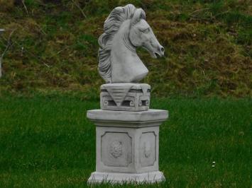 Horse head on pedestal - 60 cm - Solid Stone