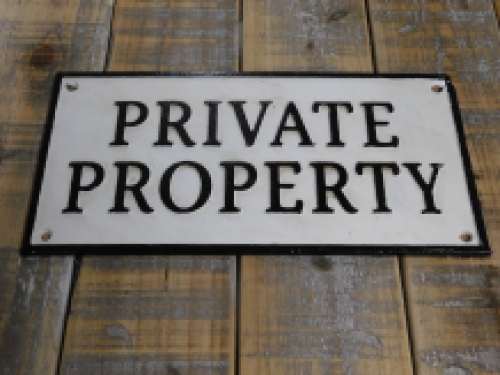 Vintage wandbord - Private Property - gietijzer