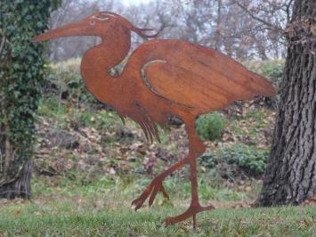 Garden Stick Heron - silhouette - rust metal