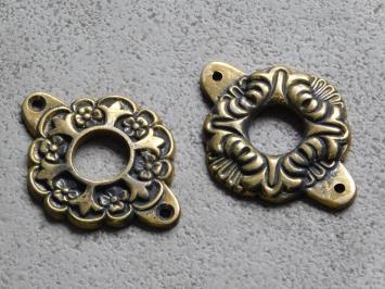 Retro Set of Handles with Rosettes - Brass - Antique Style