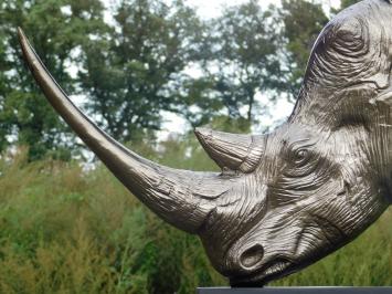 Sculpture Rhino Head - Alu - with Black base - Rhinoceros