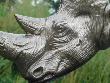 Sculptuur Rhino Head - Alu - met Zwarte voet - Neushoorn