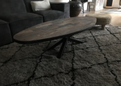 Robust oval coffee table with beautiful wooden top and iron base, BUT 1 AVAILABLE!!!