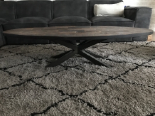 Robust oval coffee table with beautiful wooden top and iron base, BUT 1 AVAILABLE!!!