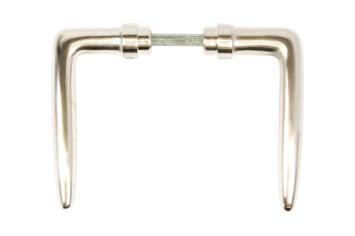 Door handles, set of 2, brass, matt nickel-plated, Bauhaus style