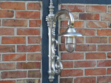 LAST: Antique Ship's Lamp - nickel-plated brass - wall lamp - ornate arm