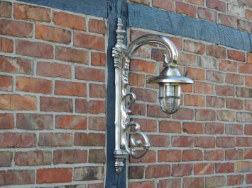 LAST: Antique Ship's Lamp - nickel-plated brass - wall lamp - ornate arm