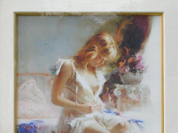 Painting ''Early Morning'' - Art Giclee on paper By Pino - Wooden Frame