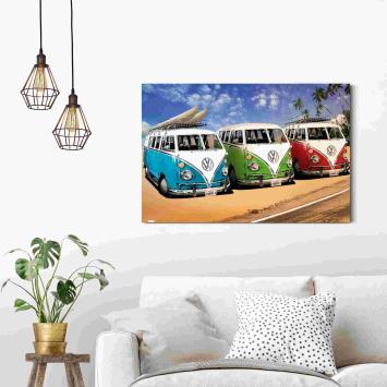 Painting Volkswagen Campers - Beach - 90 x 60 cm