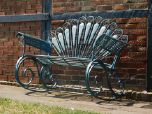 Rocking bench - petrol blue - wrought iron