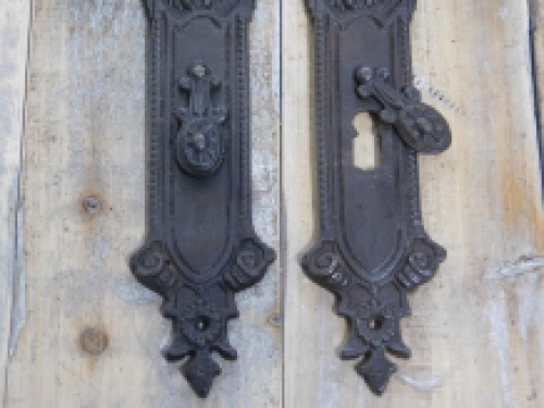 Top door finishes by this antique style brown door hardware room door retro fitting Handles set long plate with ebony handles to the handles...: LAST!!!