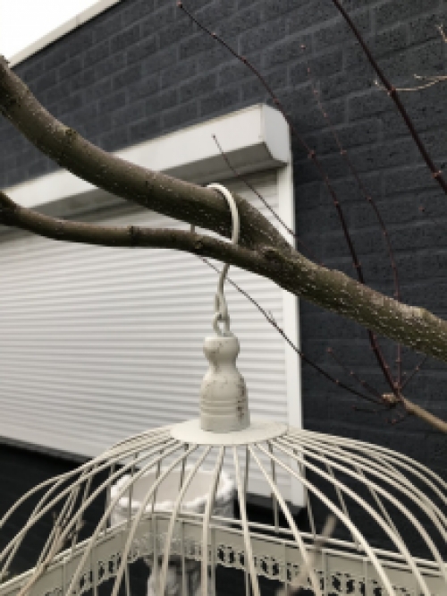 Set of 3 classic bird cages, iron, rustic-white