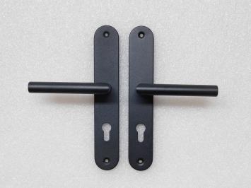 Set Door hardware with Rounded Long Plates - PC 72 - Grainy Black