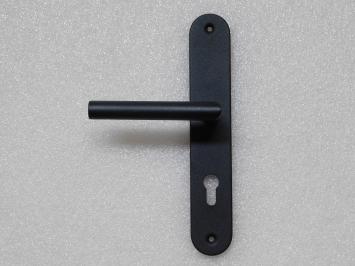 Set Door hardware with Rounded Long Plates - PC 72 - Grainy Black