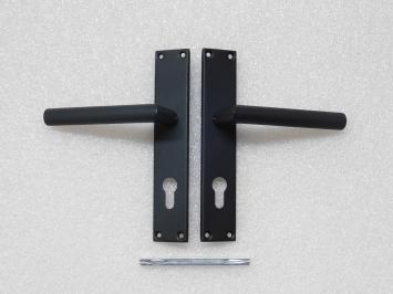 Set of Door Hardware with Long Plates - PC 72 - Grainy Black