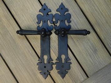 Set of door hardware - front door - dark brown - like antique iron, only one! 