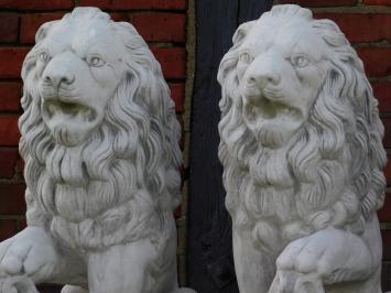 Lions with Shield - Set of 2 - Stone