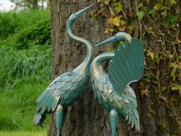 Set of Herons - Turquoise with Gold - Metal