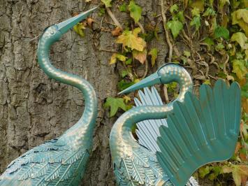 Set of Herons - Turquoise with Gold - Metal