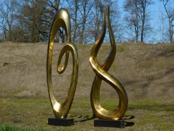 Set of two large abstract sculptures - alu brass on granite base