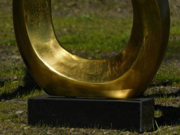 Set of two large abstract sculptures - alu brass on granite base