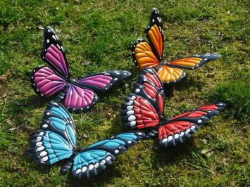 Set of 3 butterflies - full colour - metal - wall decoration