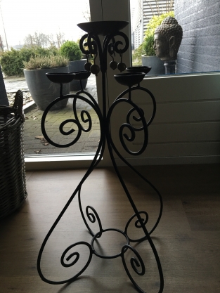 Candlestick wrought iron black, 5 arms, beautiful!!