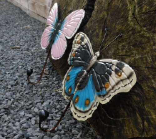 Butterfly coat rack pink - handmade from metal