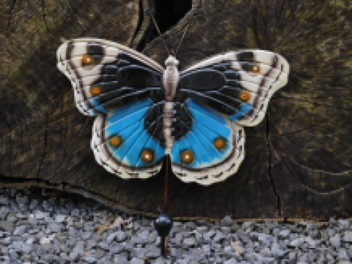 Butterfly coat rack blue - handmade from metal