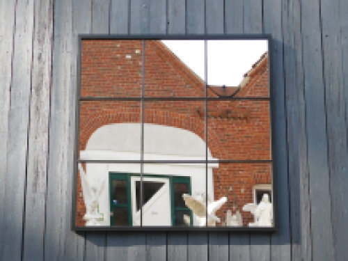 Large mirror - square - black - metal - window mirror