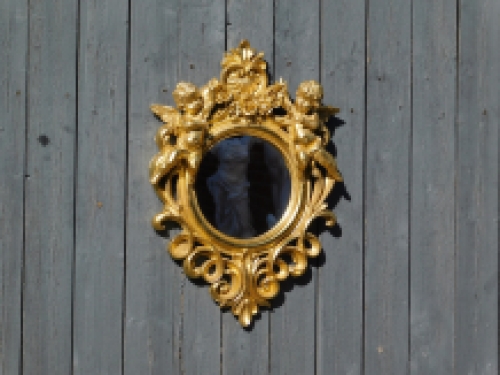 Ornate mirror with angels - gold frame - wall decoration