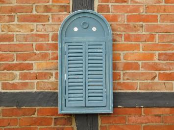 Mirror with wooden frame and doors - vintage blue