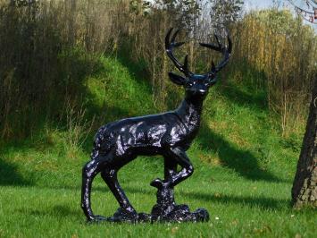 Standing Deer XL - Black - Polystone - 110 cm high